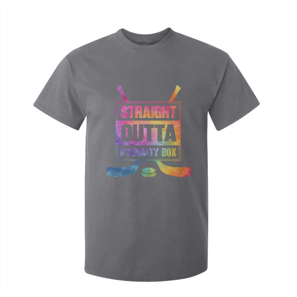 Straight Outta The Penalty Box T Shirt For Kid Tie Dye Effect Hockey Player Gift TS12 Charcoal Print Your Wear