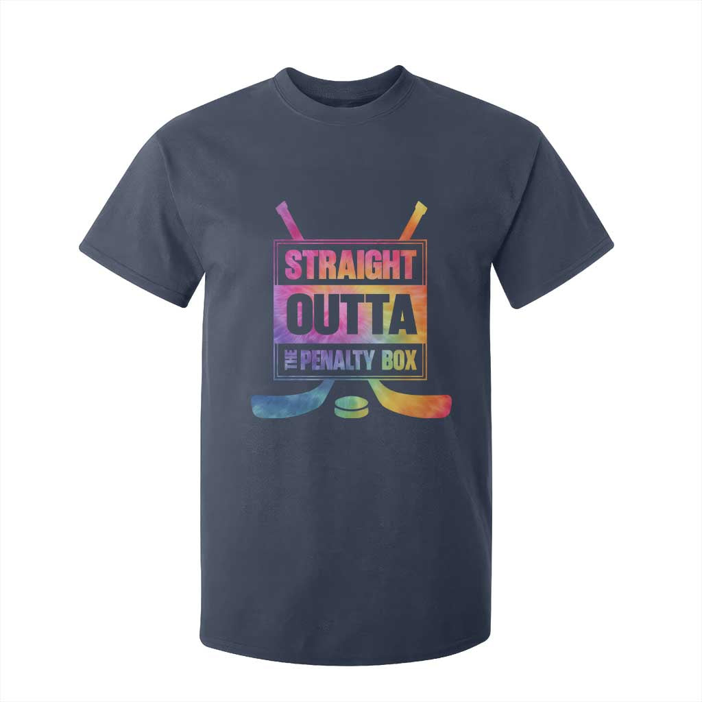 Straight Outta The Penalty Box T Shirt For Kid Tie Dye Effect Hockey Player Gift TS12 Navy Print Your Wear