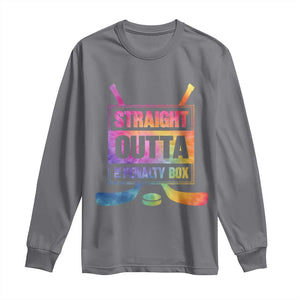 Straight Outta The Penalty Box Long Sleeve Shirt Tie Dye Effect Hockey Player Gift TS12 Charcoal Print Your Wear