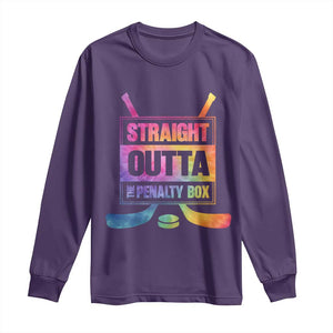 Straight Outta The Penalty Box Long Sleeve Shirt Tie Dye Effect Hockey Player Gift TS12 Purple Print Your Wear