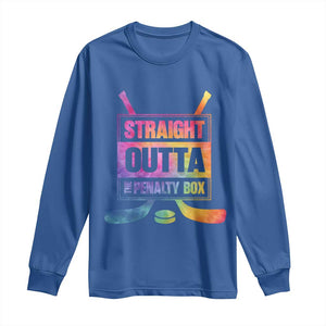 Straight Outta The Penalty Box Long Sleeve Shirt Tie Dye Effect Hockey Player Gift TS12 Royal Blue Print Your Wear