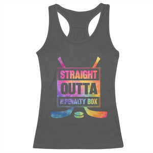 Straight Outta The Penalty Box Racerback Tank Top Tie Dye Effect Hockey Player Gift TS12 Dark Heather Print Your Wear