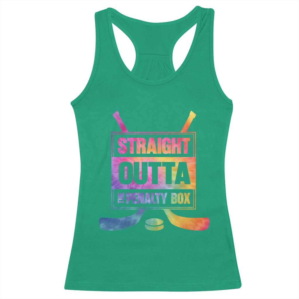 Straight Outta The Penalty Box Racerback Tank Top Tie Dye Effect Hockey Player Gift TS12 Irish Green Print Your Wear