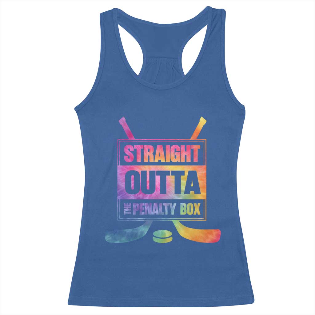 Straight Outta The Penalty Box Racerback Tank Top Tie Dye Effect Hockey Player Gift TS12 Royal Blue Print Your Wear