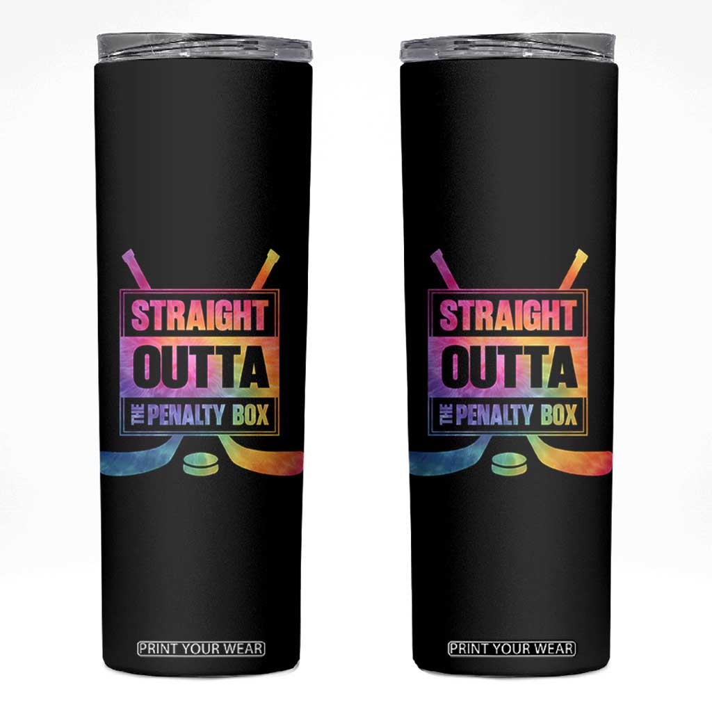 Straight Outta The Penalty Box Skinny Tumbler Tie Dye Effect Hockey Player Gift TS12 Black Print Your Wear