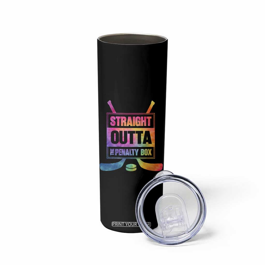 Straight Outta The Penalty Box Skinny Tumbler Tie Dye Effect Hockey Player Gift TS12 Print Your Wear
