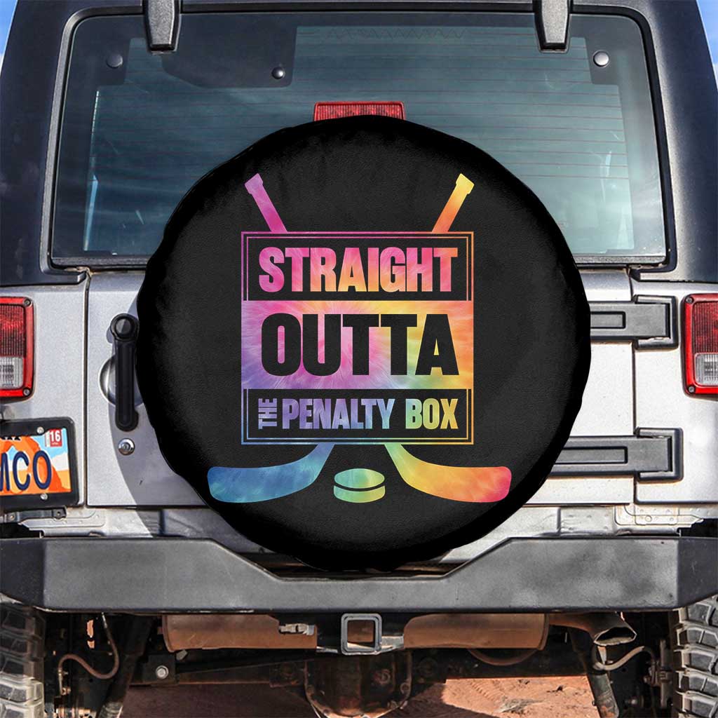 Straight Outta The Penalty Box Spare Tire Cover Tie Dye Effect Hockey Player Gift TS12 No hole Black Print Your Wear