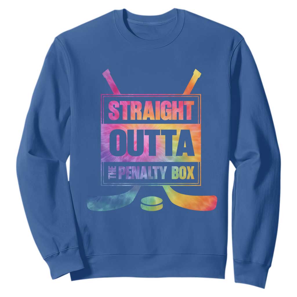 Straight Outta The Penalty Box Sweatshirt Tie Dye Effect Hockey Player Gift TS12 Royal Blue Print Your Wear