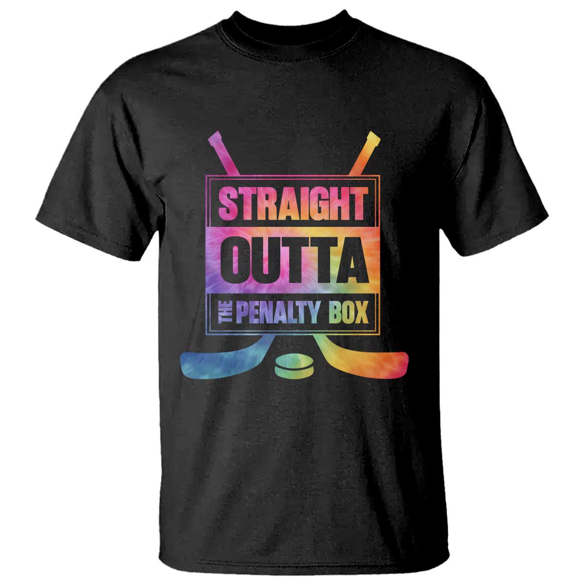 Straight Outta The Penalty Box T Shirt Tie Dye Effect Hockey Player Gift TS12 Black Print Your Wear