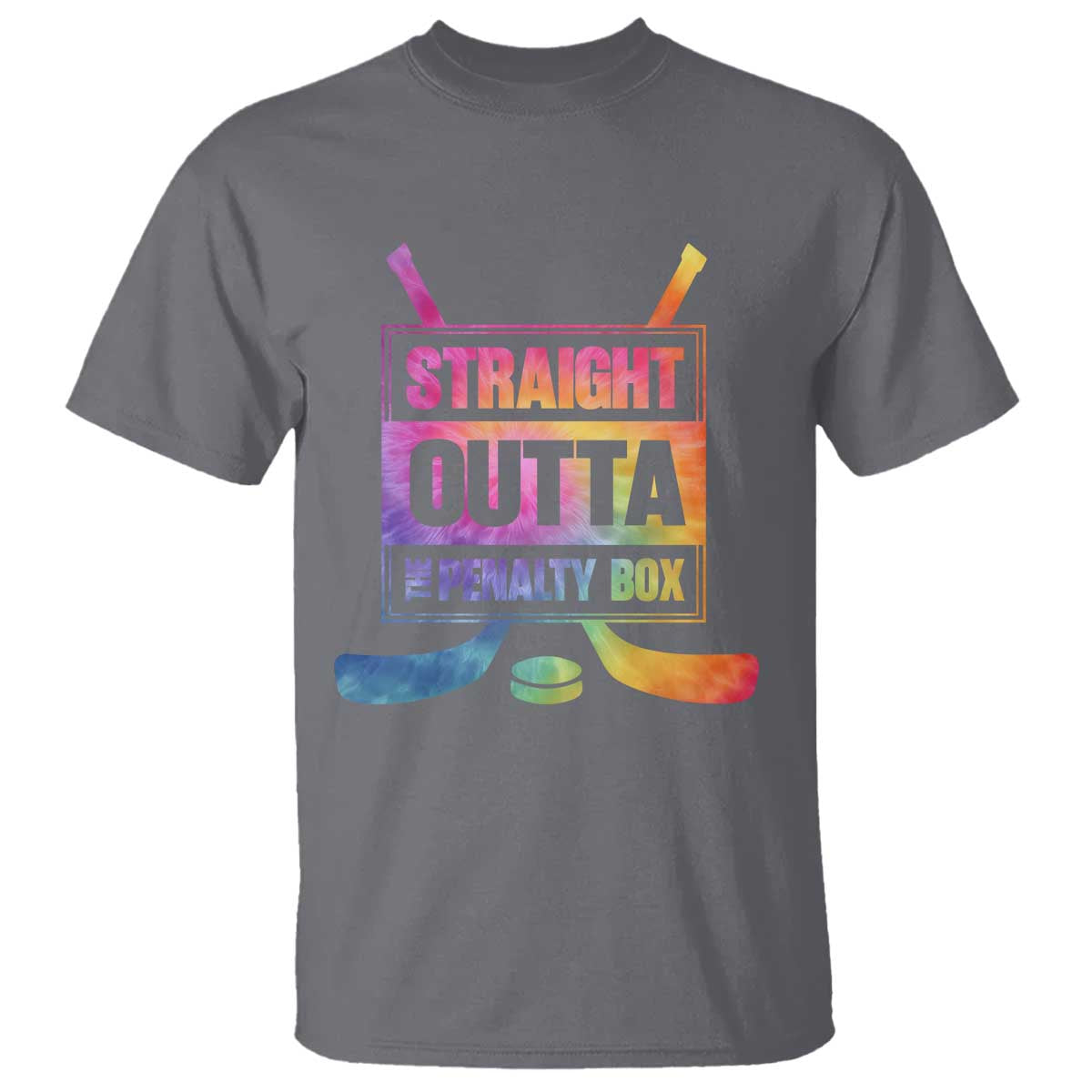 Straight Outta The Penalty Box T Shirt Tie Dye Effect Hockey Player Gift TS12 Charcoal Print Your Wear