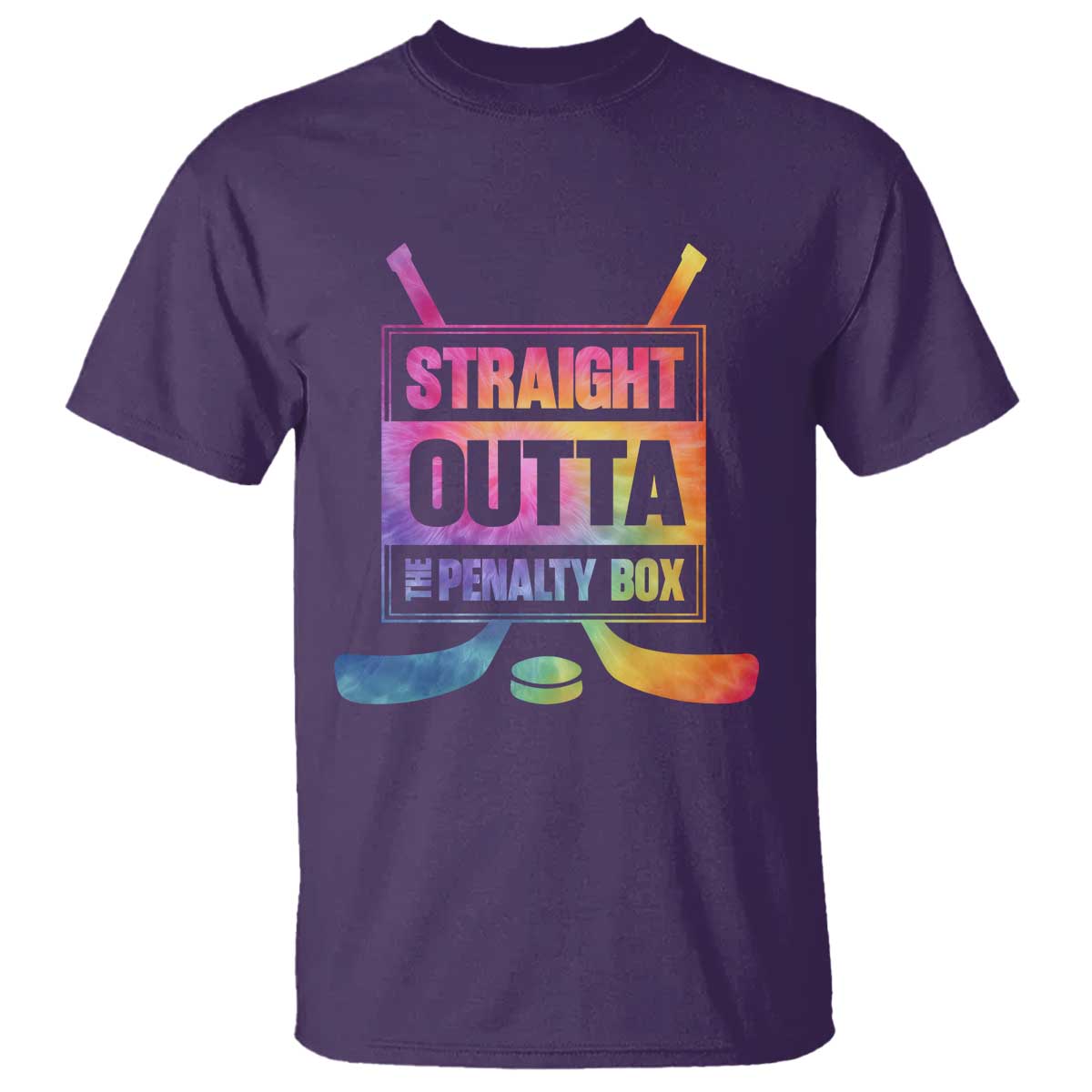Straight Outta The Penalty Box T Shirt Tie Dye Effect Hockey Player Gift TS12 Purple Print Your Wear