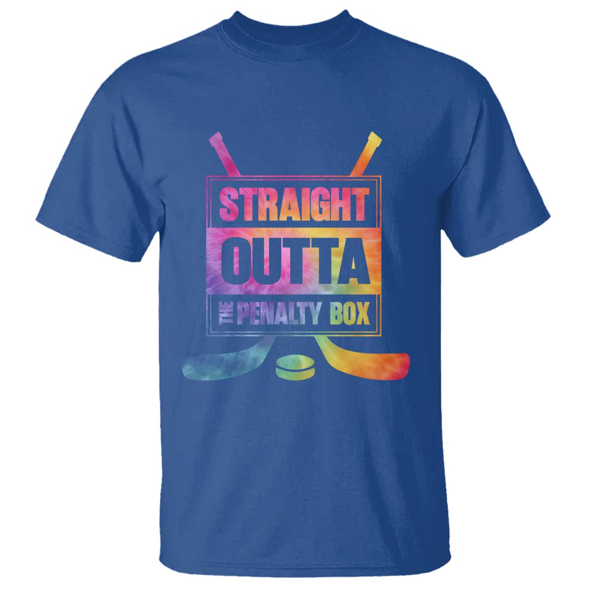Straight Outta The Penalty Box T Shirt Tie Dye Effect Hockey Player Gift TS12 Royal Blue Print Your Wear