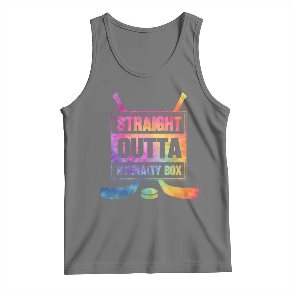 Straight Outta The Penalty Box Tank Top Tie Dye Effect Hockey Player Gift TS12 Black Heather Print Your Wear