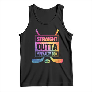 Straight Outta The Penalty Box Tank Top Tie Dye Effect Hockey Player Gift TS12 Black Print Your Wear