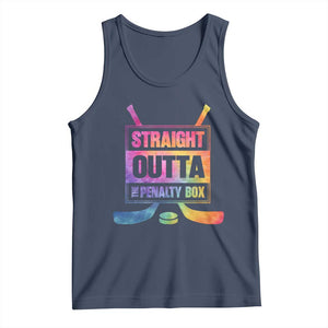 Straight Outta The Penalty Box Tank Top Tie Dye Effect Hockey Player Gift TS12 Navy Print Your Wear