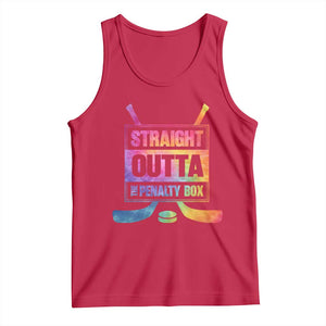 Straight Outta The Penalty Box Tank Top Tie Dye Effect Hockey Player Gift TS12 Red Print Your Wear
