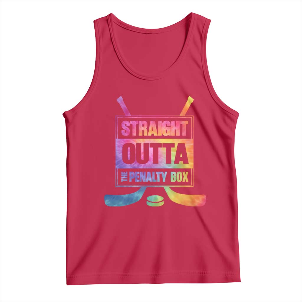 Straight Outta The Penalty Box Tank Top Tie Dye Effect Hockey Player Gift TS12 Red Print Your Wear