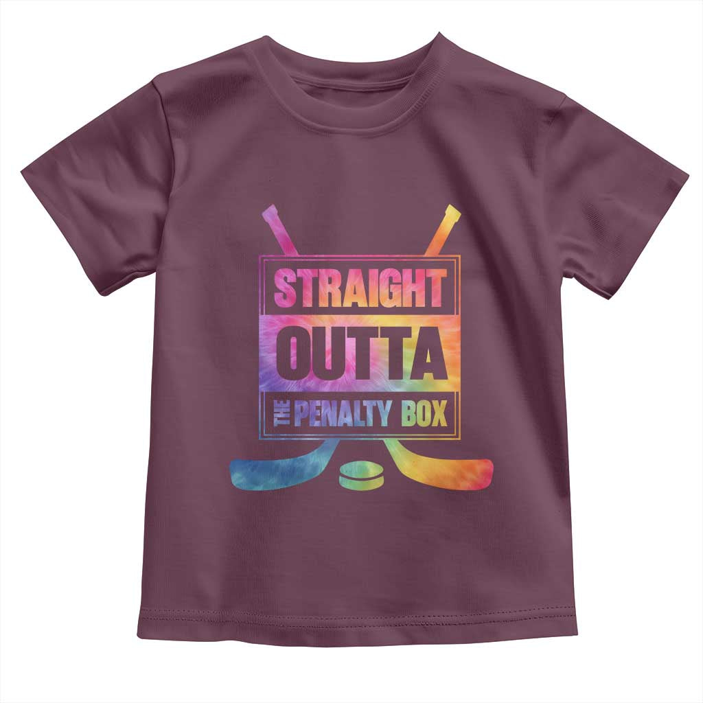 Straight Outta The Penalty Box Toddler T Shirt Tie Dye Effect Hockey Player Gift TS12 Maroon Print Your Wear