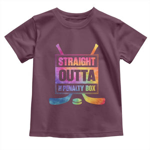 Straight Outta The Penalty Box Toddler T Shirt Tie Dye Effect Hockey Player Gift TS12 Maroon Print Your Wear