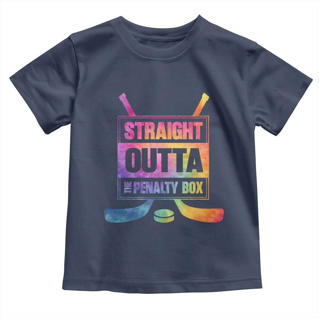 Straight Outta The Penalty Box Toddler T Shirt Tie Dye Effect Hockey Player Gift TS12 Navy Print Your Wear