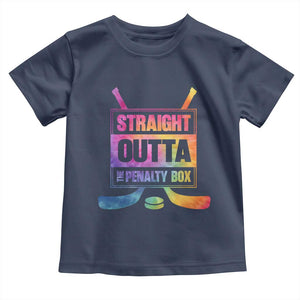 Straight Outta The Penalty Box Toddler T Shirt Tie Dye Effect Hockey Player Gift TS12 Navy Print Your Wear