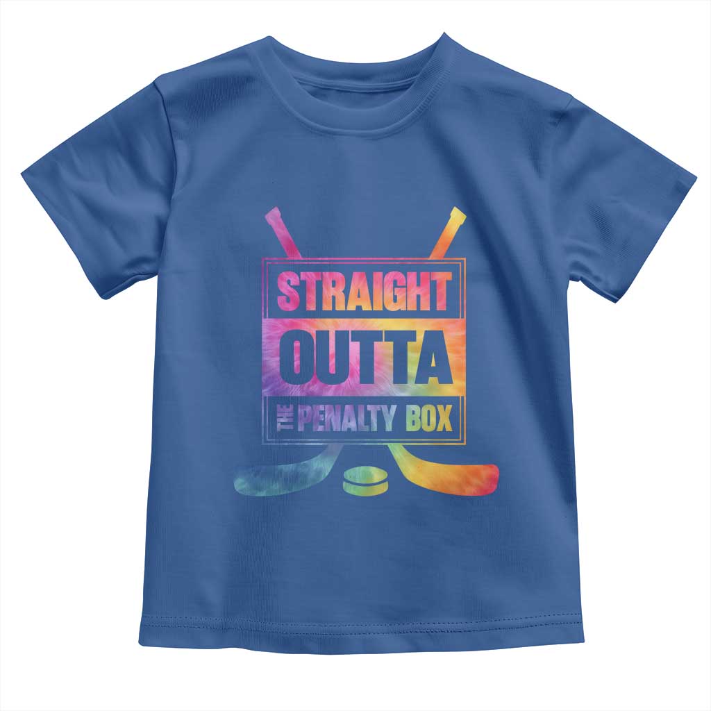 Straight Outta The Penalty Box Toddler T Shirt Tie Dye Effect Hockey Player Gift TS12 Royal Blue Print Your Wear