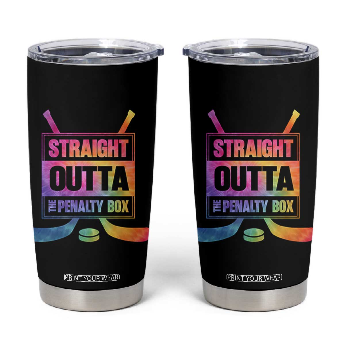 Straight Outta The Penalty Box Tumbler Cup Tie Dye Effect Hockey Player Gift TS12 Black Print Your Wear