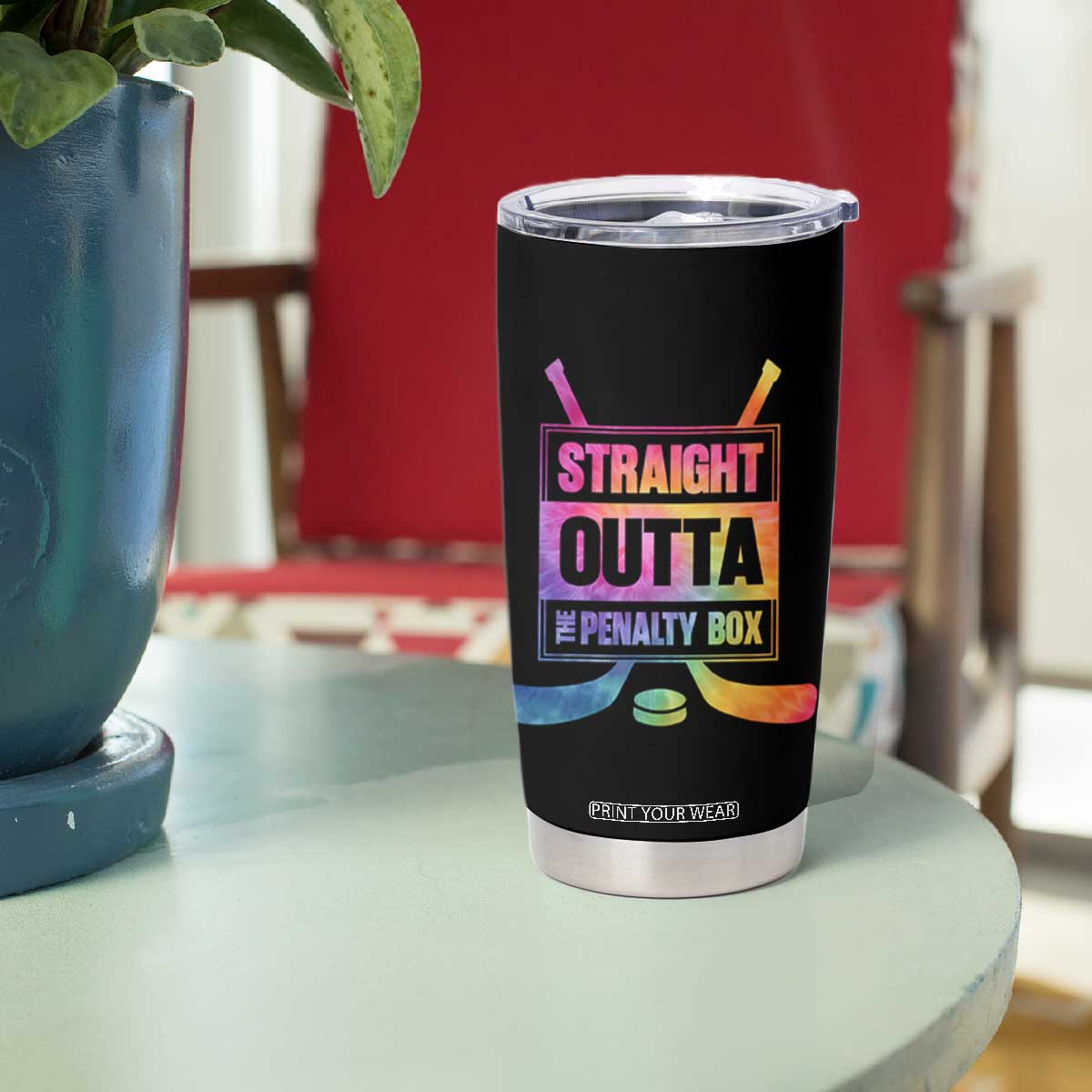 Straight Outta The Penalty Box Tumbler Cup Tie Dye Effect Hockey Player Gift TS12 Print Your Wear