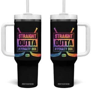 Straight Outta The Penalty Box Tumbler With Handle Tie Dye Effect Hockey Player Gift TS12 One Size: 40 oz Black Print Your Wear