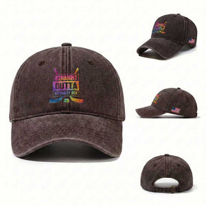 Straight Outta The Penalty Box Washed Cotton Baseball Cap Tie Dye Effect Hockey Player Gift TS12 Washed Cap Universal Fit Dark Brown Print Your Wear
