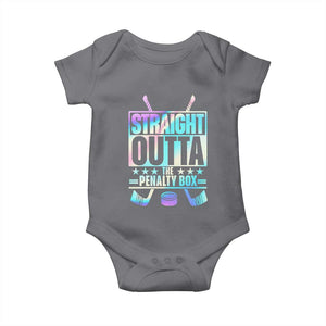 Straight Outta The Penalty Box Baby Onesie Iridescent Effect Hockey Player Gift TS12 Charcoal Print Your Wear