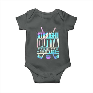 Straight Outta The Penalty Box Baby Onesie Iridescent Effect Hockey Player Gift TS12 Dark Heather Print Your Wear