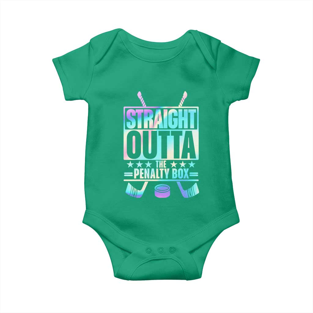 Straight Outta The Penalty Box Baby Onesie Iridescent Effect Hockey Player Gift TS12 Irish Green Print Your Wear