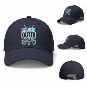 Straight Outta The Penalty Box Baseball Cap Iridescent Effect Hockey Player Gift TS12 Baseball Cap Universal Fit Navy Print Your Wear