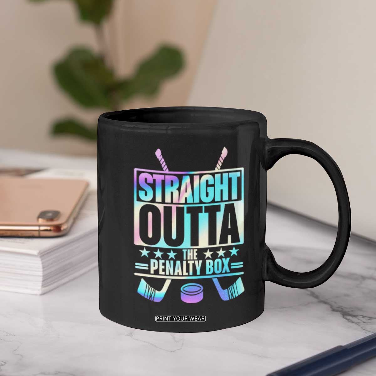 Straight Outta The Penalty Box Coffee Mug Iridescent Effect Hockey Player Gift TS12 Print Your Wear