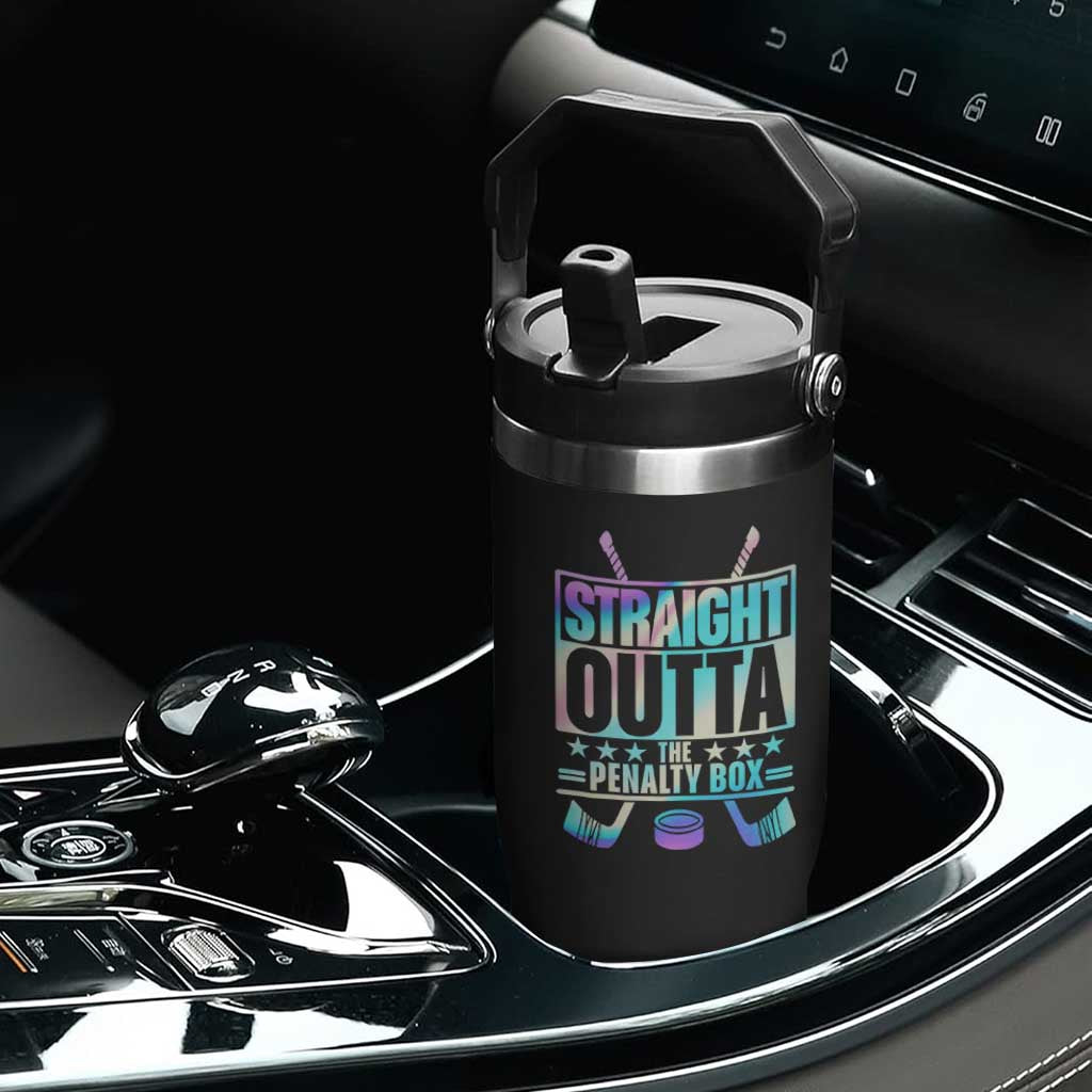 Straight Outta The Penalty Box Flip Straw Tumbler Iridescent Effect Hockey Player Gift TS12 Print Your Wear