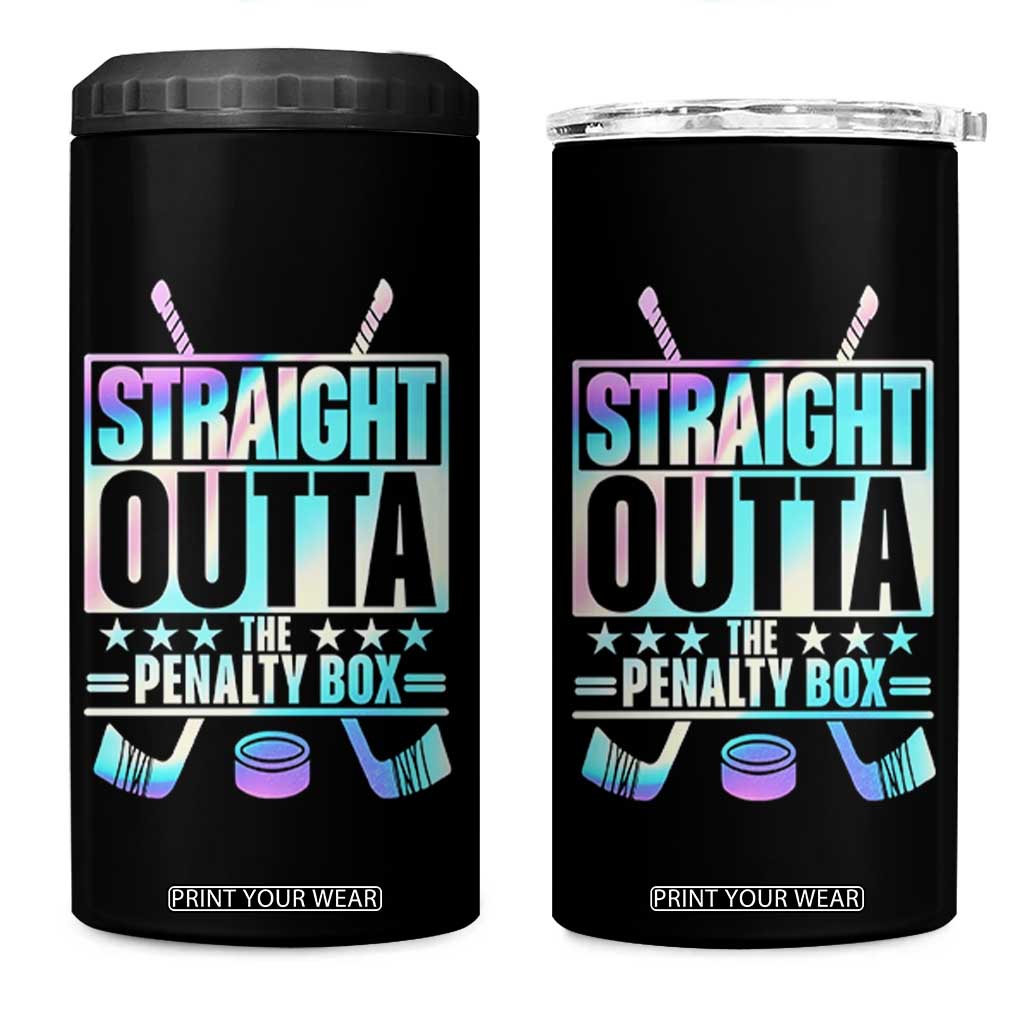 Straight Outta The Penalty Box 4 in 1 Can Cooler Tumbler Iridescent Effect Hockey Player Gift TS12 One Size: 16 oz Black Print Your Wear
