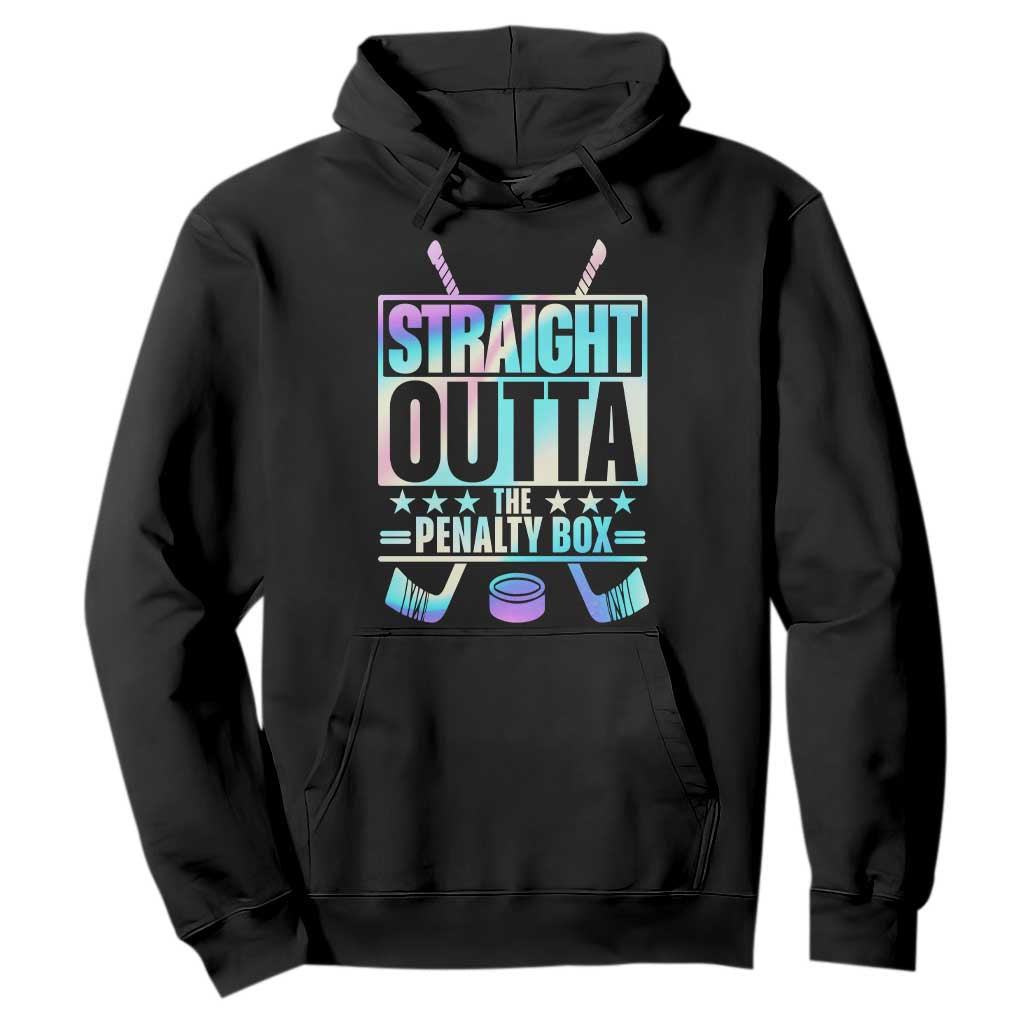 Straight Outta The Penalty Box Hoodie Iridescent Effect Hockey Player Gift TS12 Black Print Your Wear