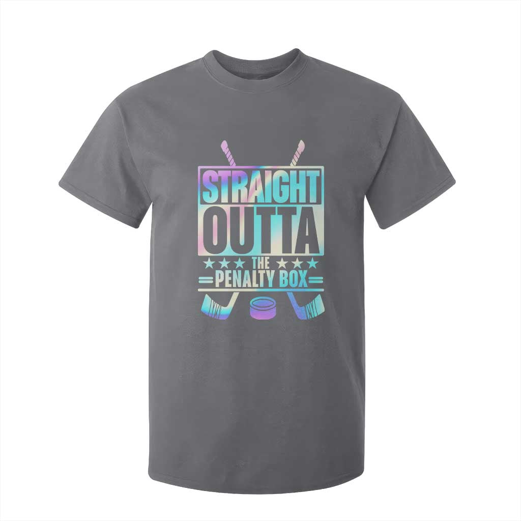 Straight Outta The Penalty Box T Shirt For Kid Iridescent Effect Hockey Player Gift TS12 Charcoal Print Your Wear