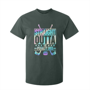 Straight Outta The Penalty Box T Shirt For Kid Iridescent Effect Hockey Player Gift TS12 Dark Forest Green Print Your Wear