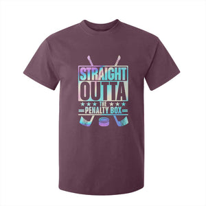 Straight Outta The Penalty Box T Shirt For Kid Iridescent Effect Hockey Player Gift TS12 Maroon Print Your Wear