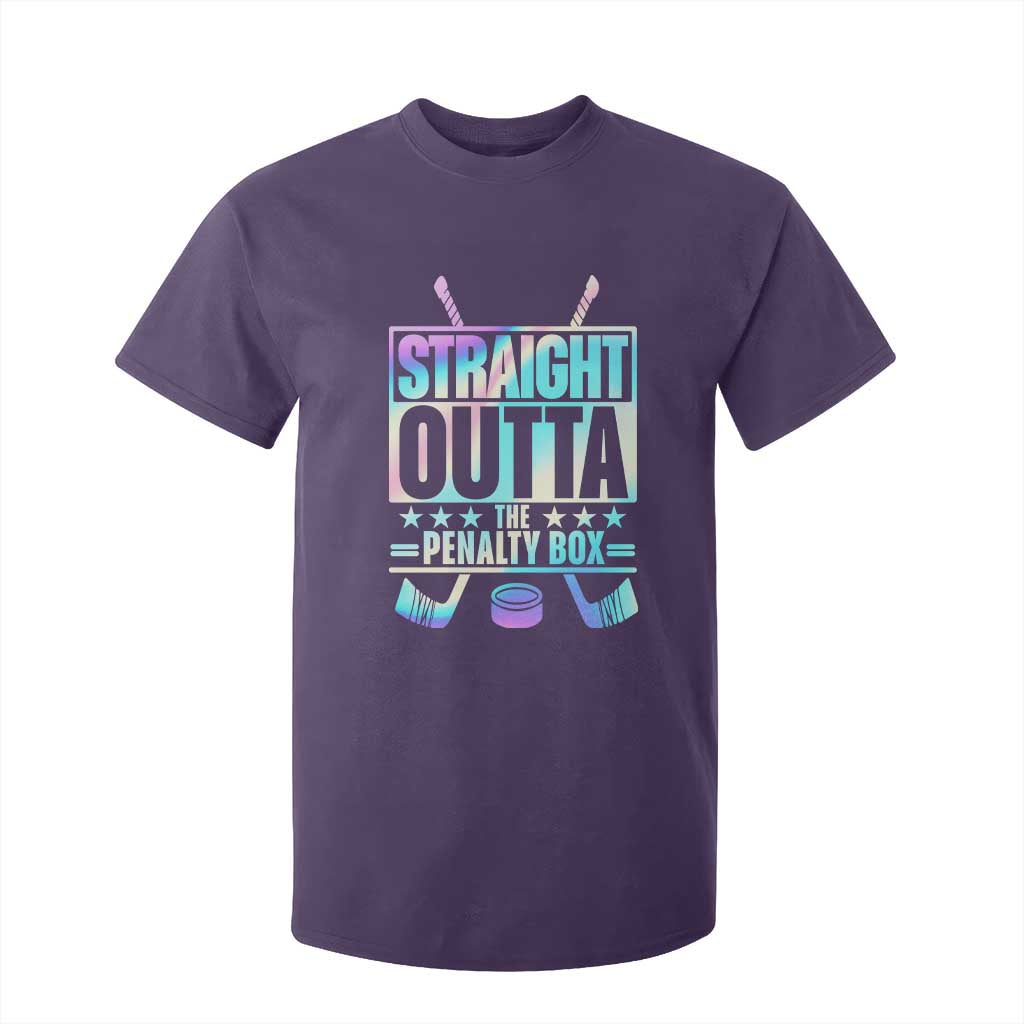 Straight Outta The Penalty Box T Shirt For Kid Iridescent Effect Hockey Player Gift TS12 Purple Print Your Wear