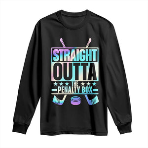 Straight Outta The Penalty Box Long Sleeve Shirt Iridescent Effect Hockey Player Gift TS12 Black Print Your Wear