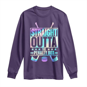 Straight Outta The Penalty Box Long Sleeve Shirt Iridescent Effect Hockey Player Gift TS12 Purple Print Your Wear