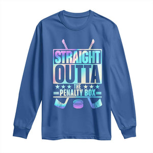 Straight Outta The Penalty Box Long Sleeve Shirt Iridescent Effect Hockey Player Gift TS12 Royal Blue Print Your Wear