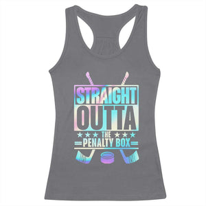 Straight Outta The Penalty Box Racerback Tank Top Iridescent Effect Hockey Player Gift TS12 Charcoal Print Your Wear