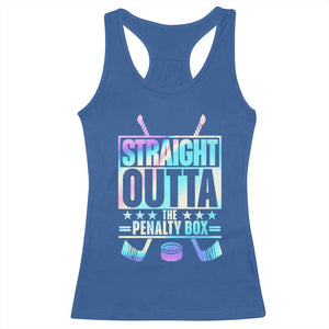 Straight Outta The Penalty Box Racerback Tank Top Iridescent Effect Hockey Player Gift TS12 Royal Blue Print Your Wear