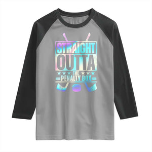 Straight Outta The Penalty Box Raglan Shirt Iridescent Effect Hockey Player Gift TS12 Sport Gray Black Print Your Wear