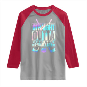 Straight Outta The Penalty Box Raglan Shirt Iridescent Effect Hockey Player Gift TS12 Sport Gray Red Print Your Wear