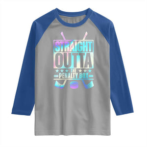Straight Outta The Penalty Box Raglan Shirt Iridescent Effect Hockey Player Gift TS12 Sport Gray Royal Print Your Wear